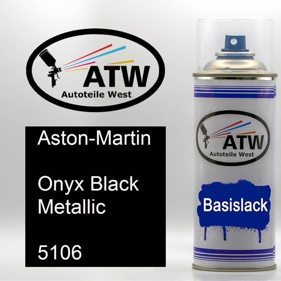 Aston-Martin, Onyx Black Metallic, 5106: 400ml Sprühdose, von ATW Autoteile West.